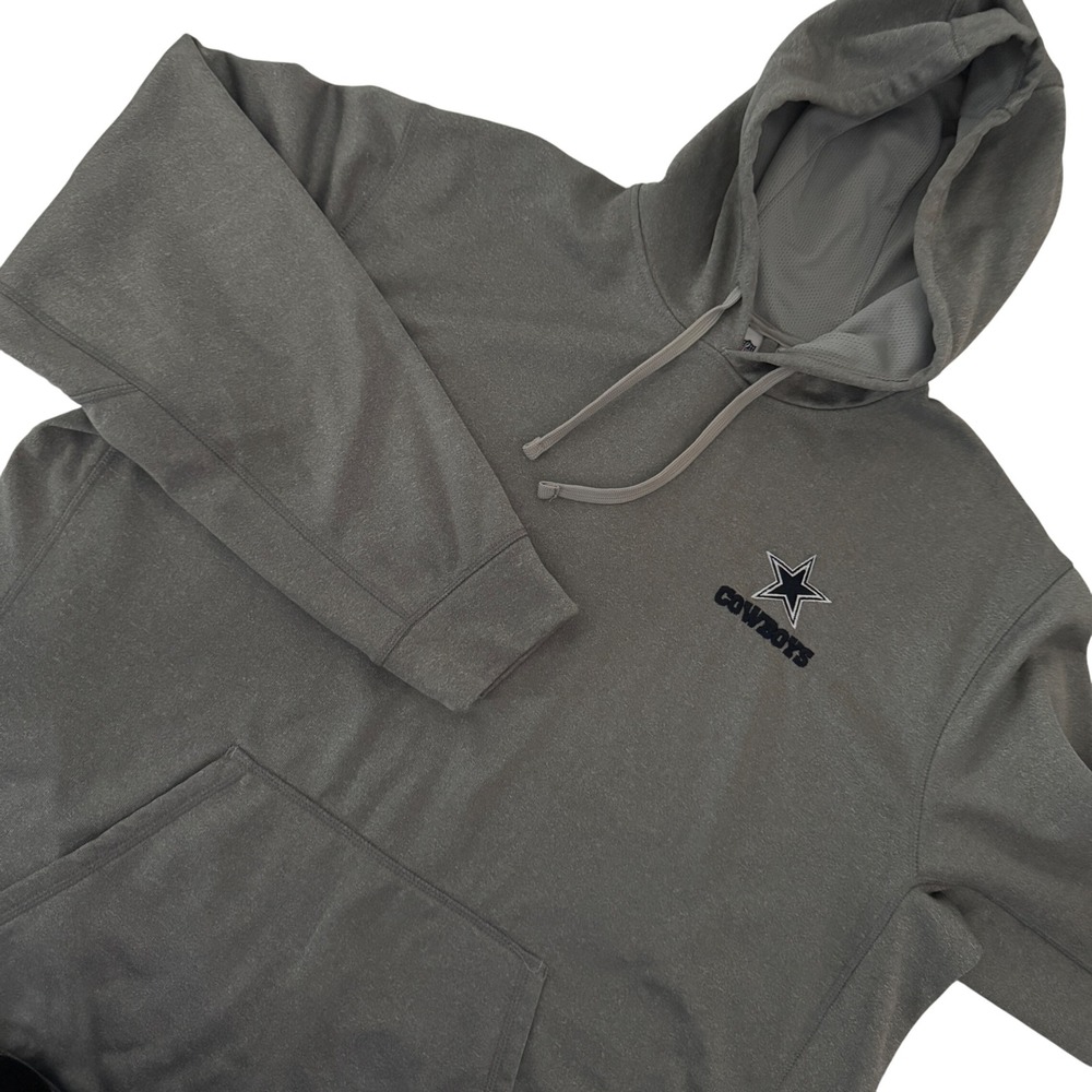 NFL Mens Dallas Cowboys Hoodie XXL Gray Pullover Embroidered Sweatshirt Football